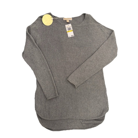 NWT Michael Kors BASICS KNIT Long Sweater Split Hem Grey Long‎ Sleeve Sz M - Picture 1 of 11